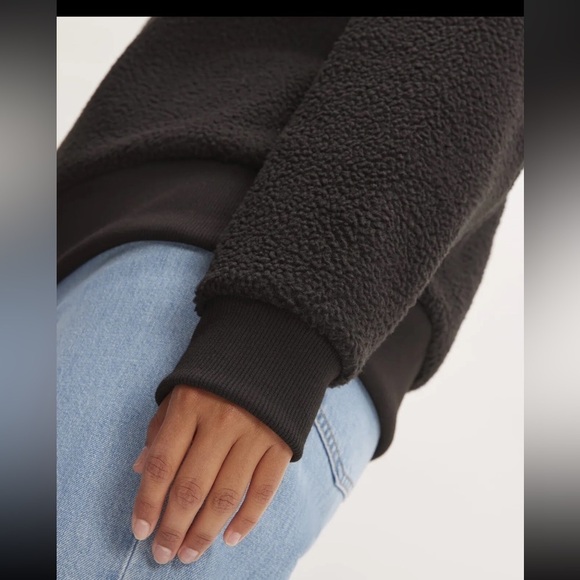 Everlane The ReNew Fleece Oversized Crew Teddy Sweatshirt, Small, NWT, Black - Picture 2 of 12